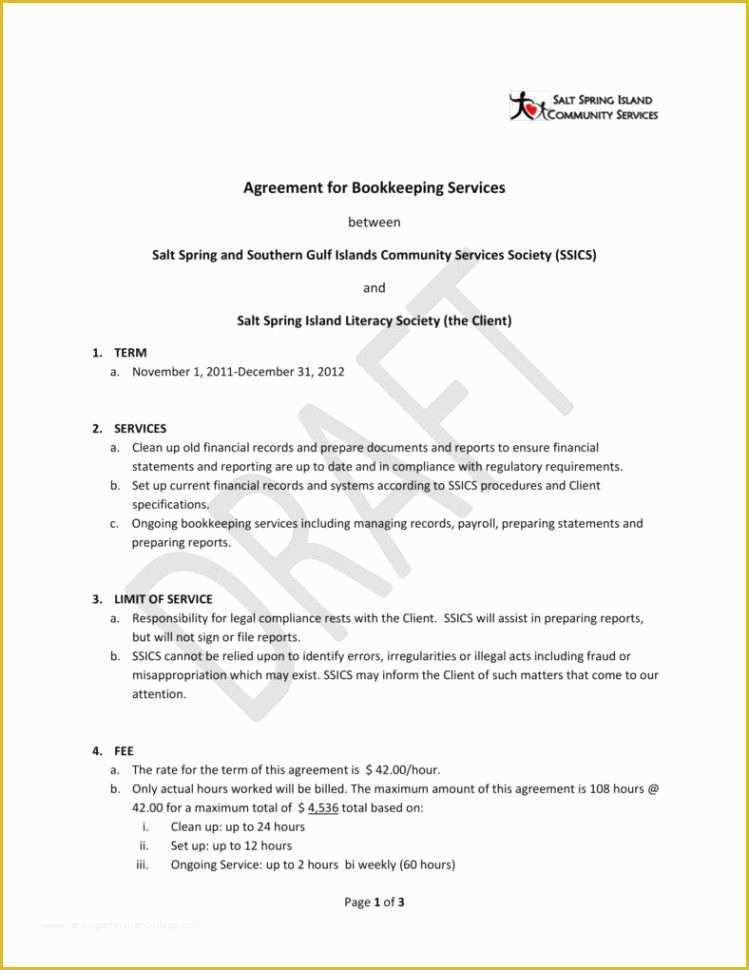 Free Service Agreement Template Australia Of 6 Bookkeeping Contract Templates Pdf