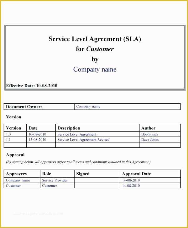 Free Service Agreement Template Australia Of Service Level Agreement Template Australia Example Doc