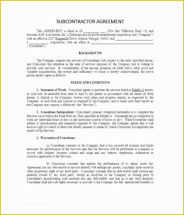 Free Service Agreement Template Australia Of Subcontractor Agreement Sample forms 8 Free Documents In
