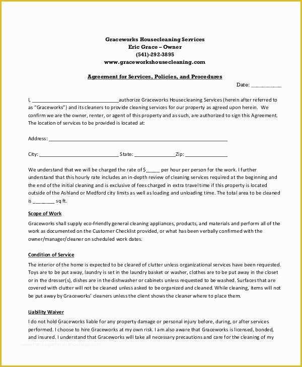 Free Service Contract Template Of 13 Sample Cleaning Service Contract Template Pages