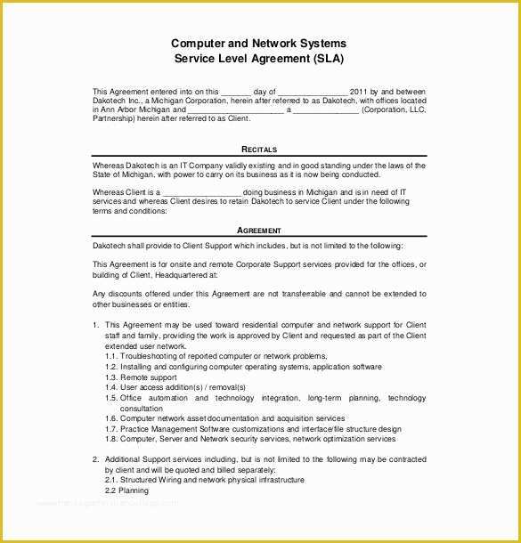 Free Service Contract Template Of 20 Service Agreement Templates – Word Pdf