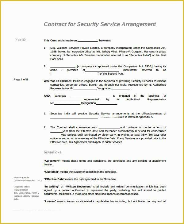 Free Service Contract Template Of 21 Simple Service Agreements Word Pdf
