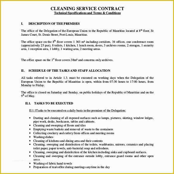 Free Service Contract Template Of 22 Cleaning Contract Templates Word Google Docs Pages