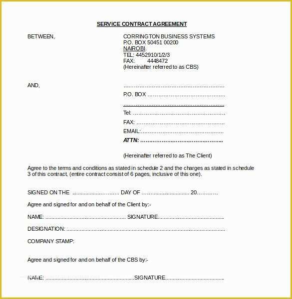 Free Service Contract Template Of 23 Contract Agreement Templates – Word Pdf Pages