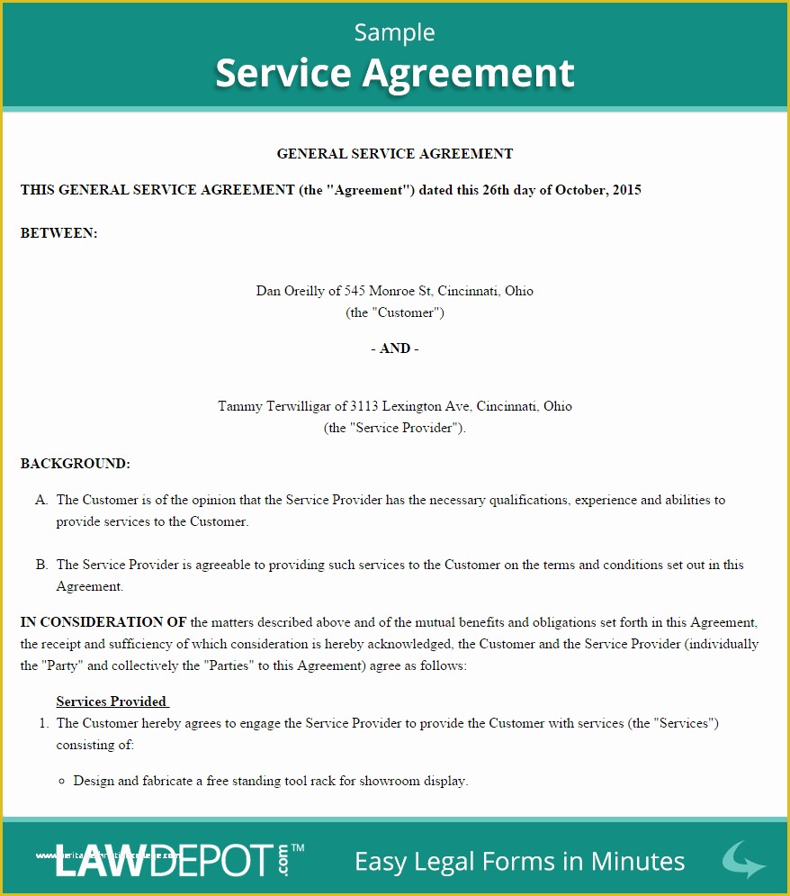 Free Service Contract Template Of Free Service Agreement Create Download and Print