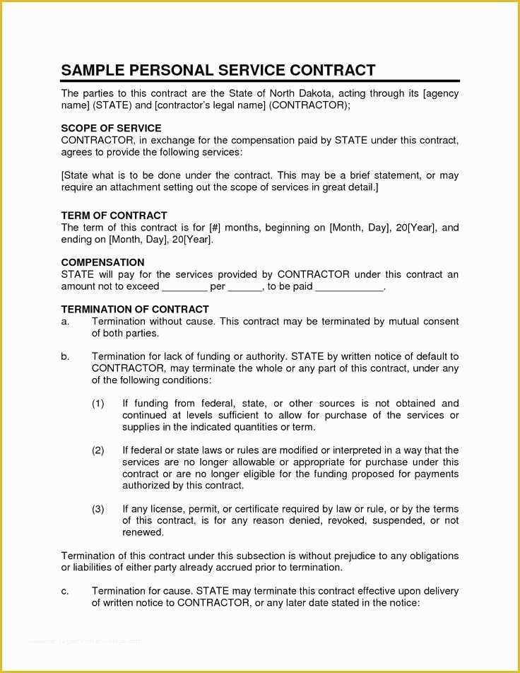 Free Service Contract Template Of Service Contract Sample Personal Service Contract