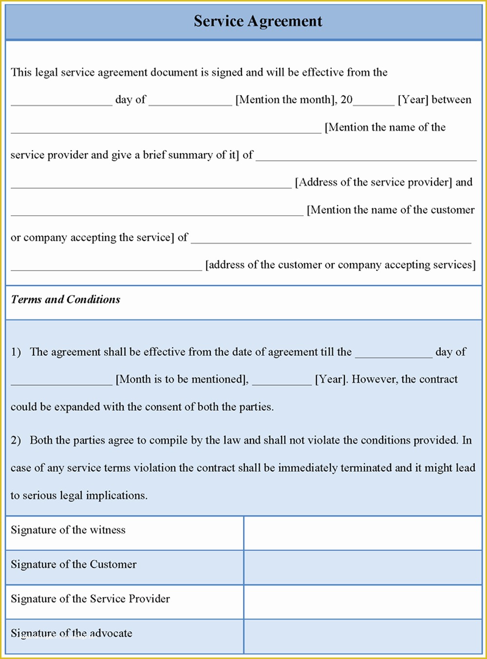 Free Service Contract Template Of Service Contract Template