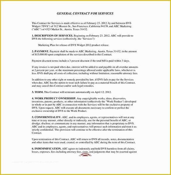 Free Service Contract Template Of Service Contract Templates – 14 Free Word Pdf Documents