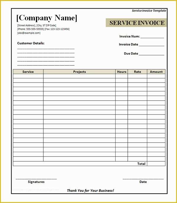 Free Service Invoice Template Download Of 34 Printable Service Invoice Templates