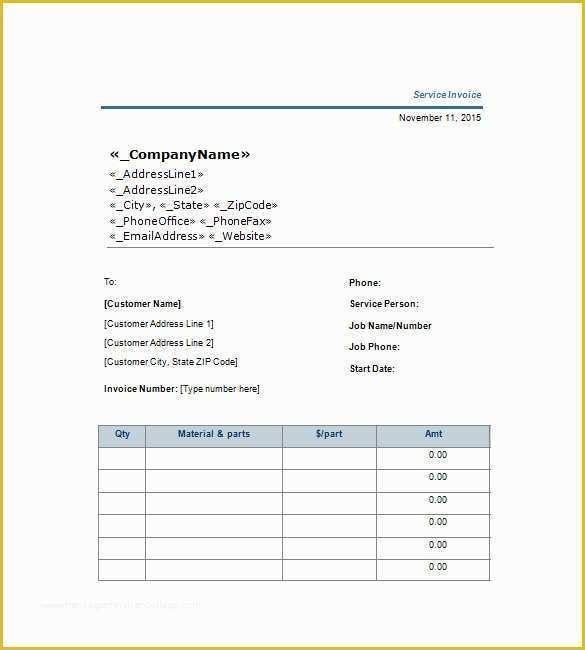 Free Service Invoice Template Download Of 6 Service Invoice Templates Free Sample Example