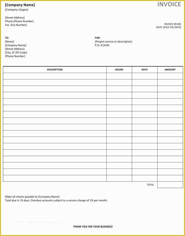 Free Service Invoice Template Download Of Invoice Template Free Hours Fundraisera