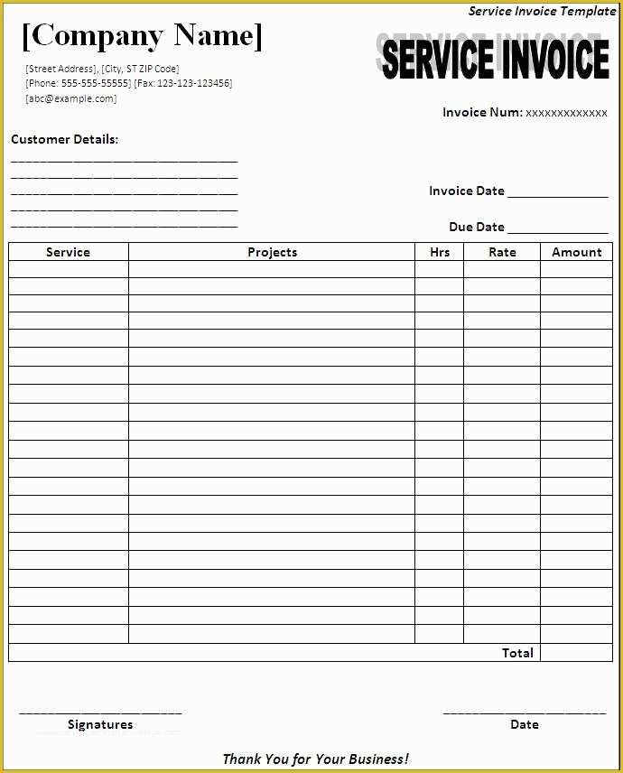 41 Free Service Invoice Template Excel