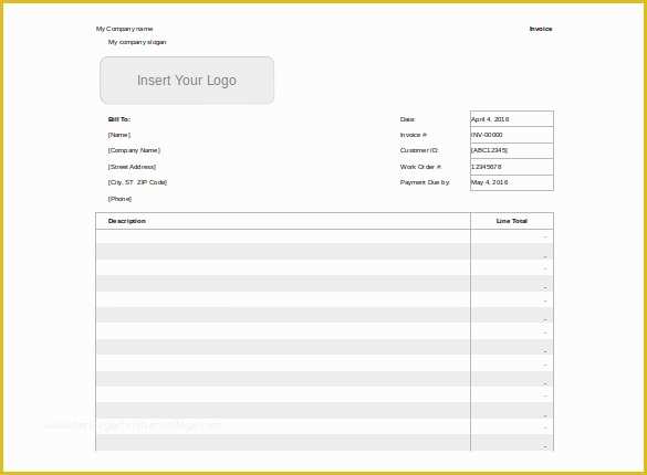 Free Service Invoice Template Excel Of 60 Microsoft Invoice Templates Pdf Doc Excel