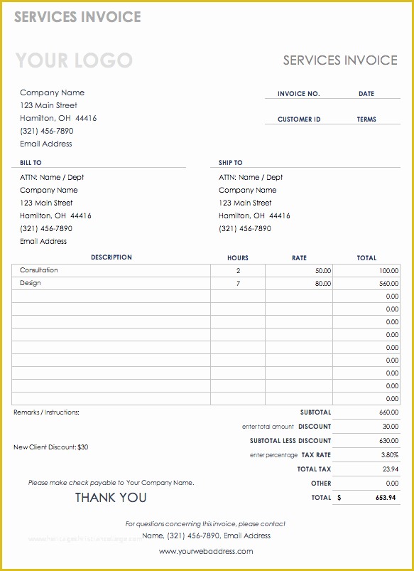 Free Service Invoice Template Excel Of Free Excel Invoice Templates Smartsheet