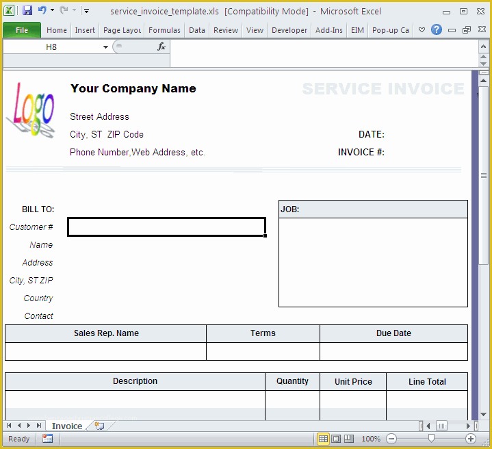 Free Service Invoice Template Excel Of Free Service Invoice Template and form Running In Excel 2010