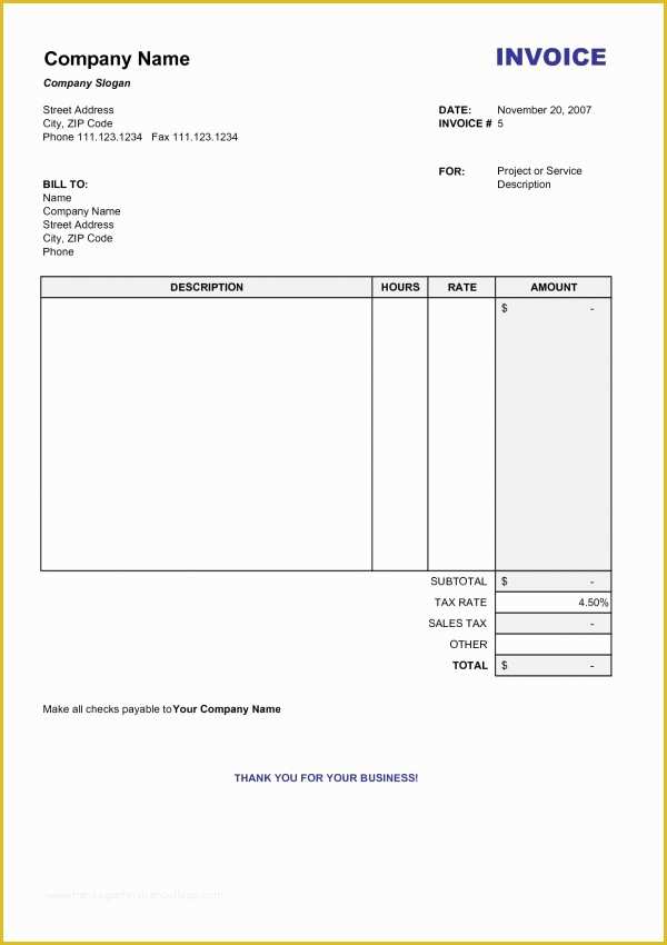 Free Service Invoice Template Excel Of Free Tax Invoice Template Excel