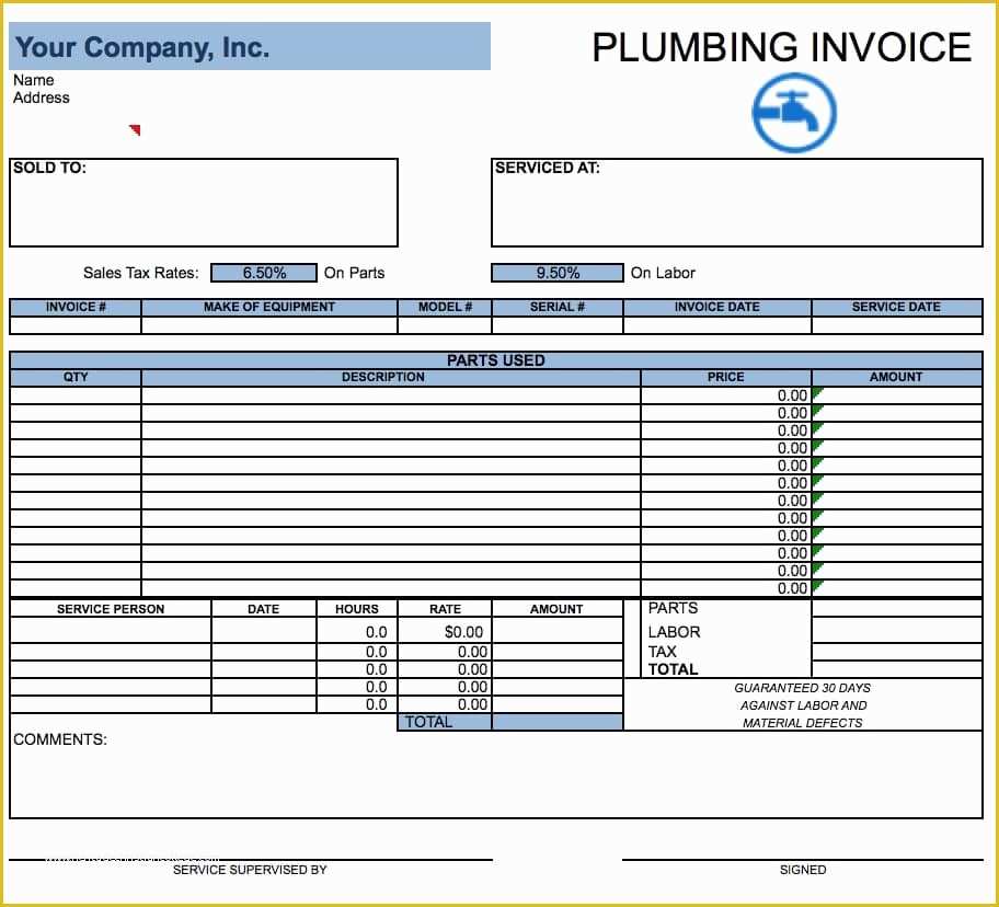 Free Service Invoice Template Excel Of Plumbing Service Invoices Rusinfobiz