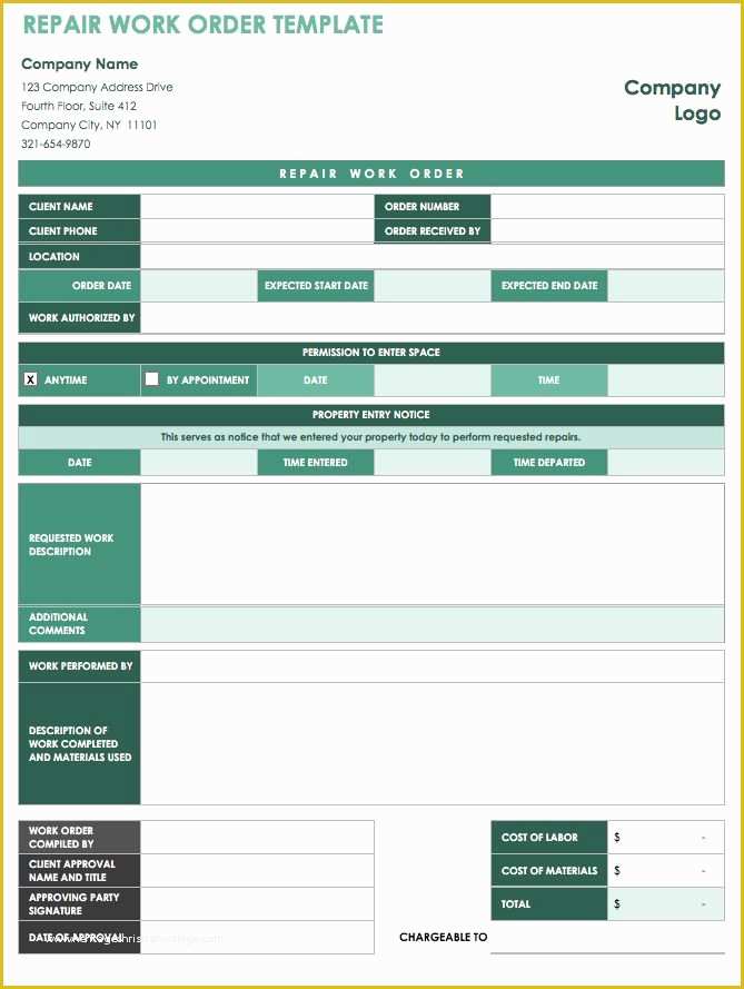 Free Service order Template Of Work order Template 16 Download Free