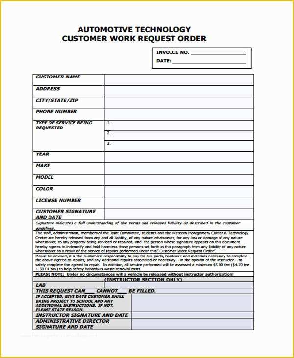 Free Service order Template Of Work order Templates 9 Free Pdf format Download