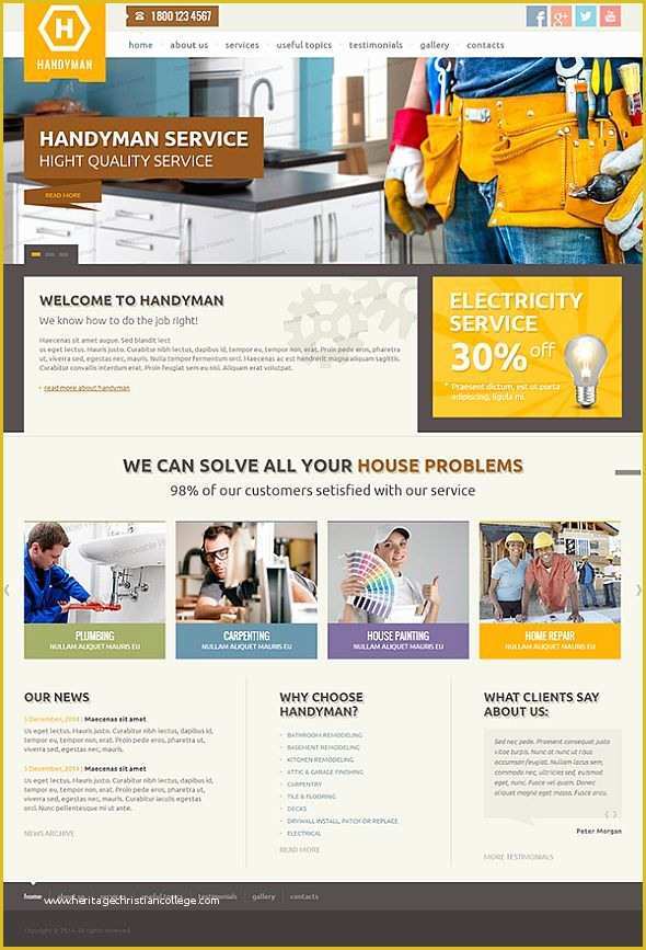 Free Service Website Templates Of Parison Of 10 Handy Man Services Website Templates