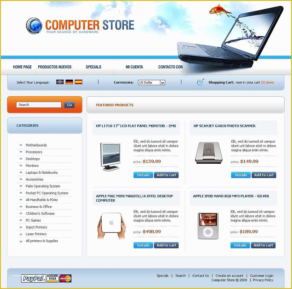 Free Service Website Templates Of Puter Store Os Merce Template