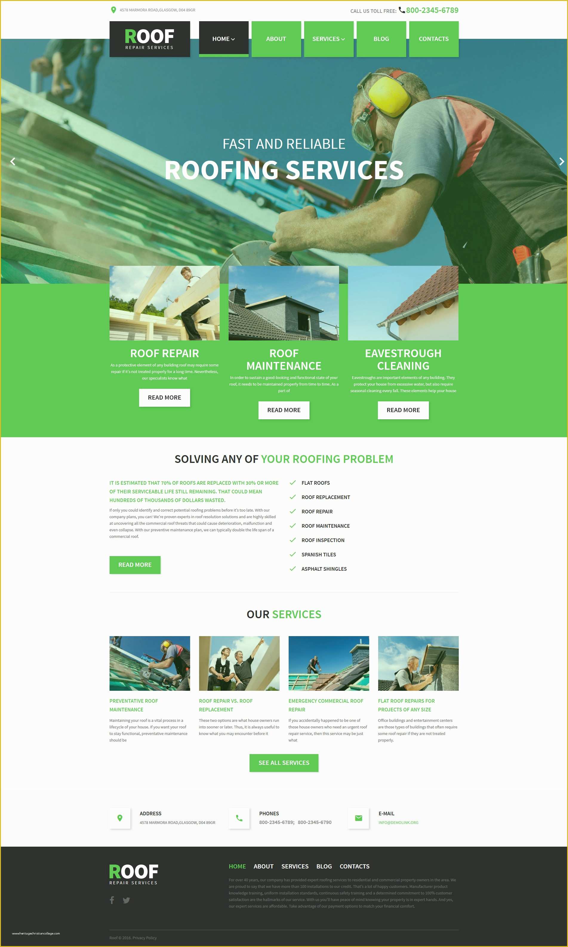 Free Service Website Templates Of Roof Repair Wordpress theme