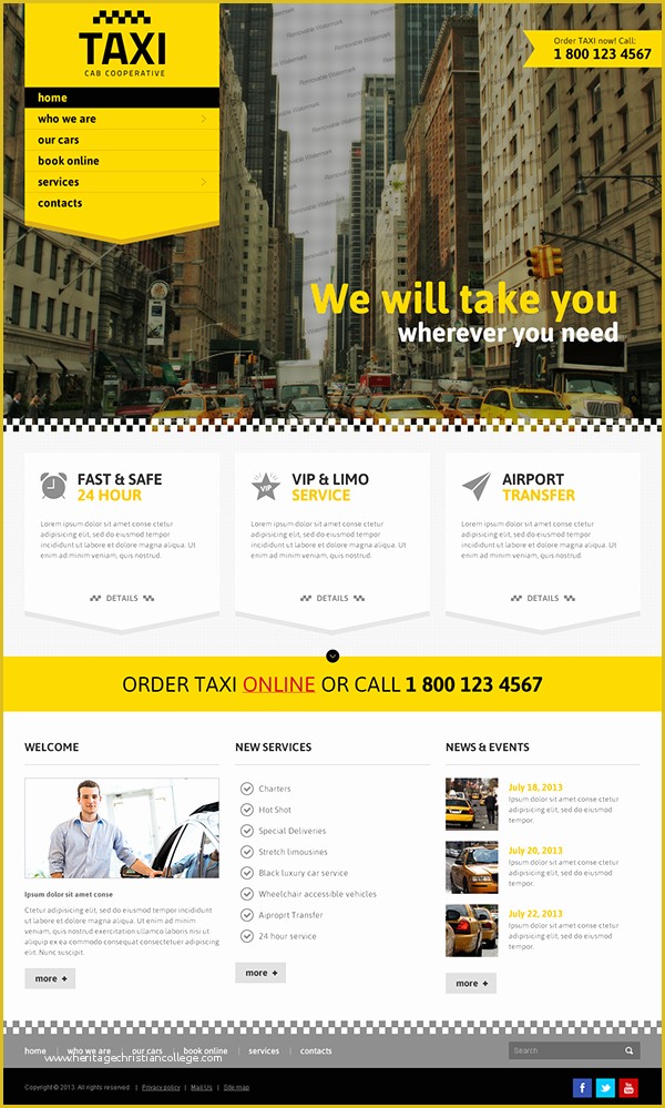 Free Service Website Templates Of Taxi Cab Cooperative Service Bootstrap HTML Template On