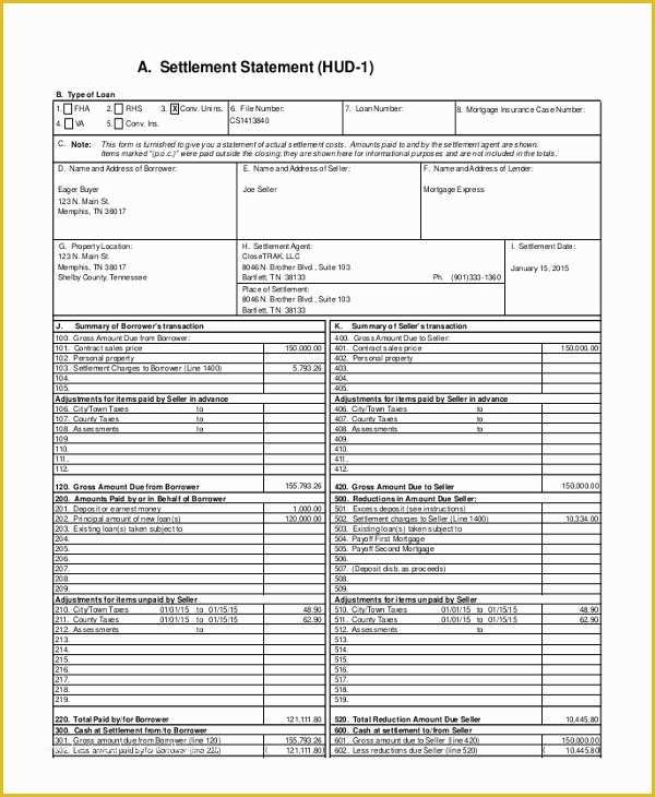 Free Settlement Statement Template Of 14 Settlement Statement Template Irpens