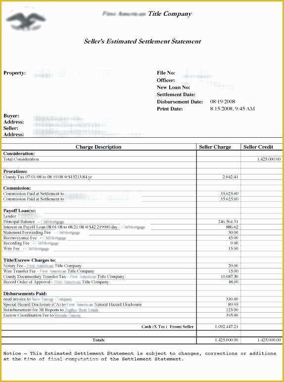 Free Settlement Statement Template Of Free 1 Settlement Statement form and Template Personal