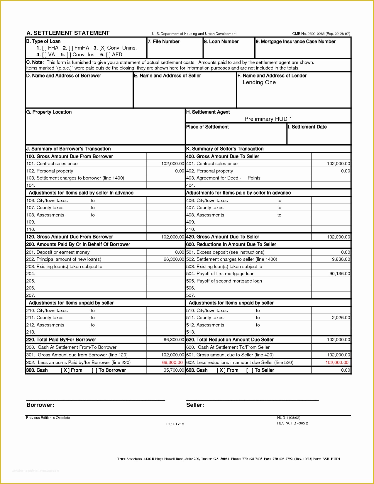 Free Settlement Statement Template Of Sample Hud 1 Settlement Statement Excel Template Example