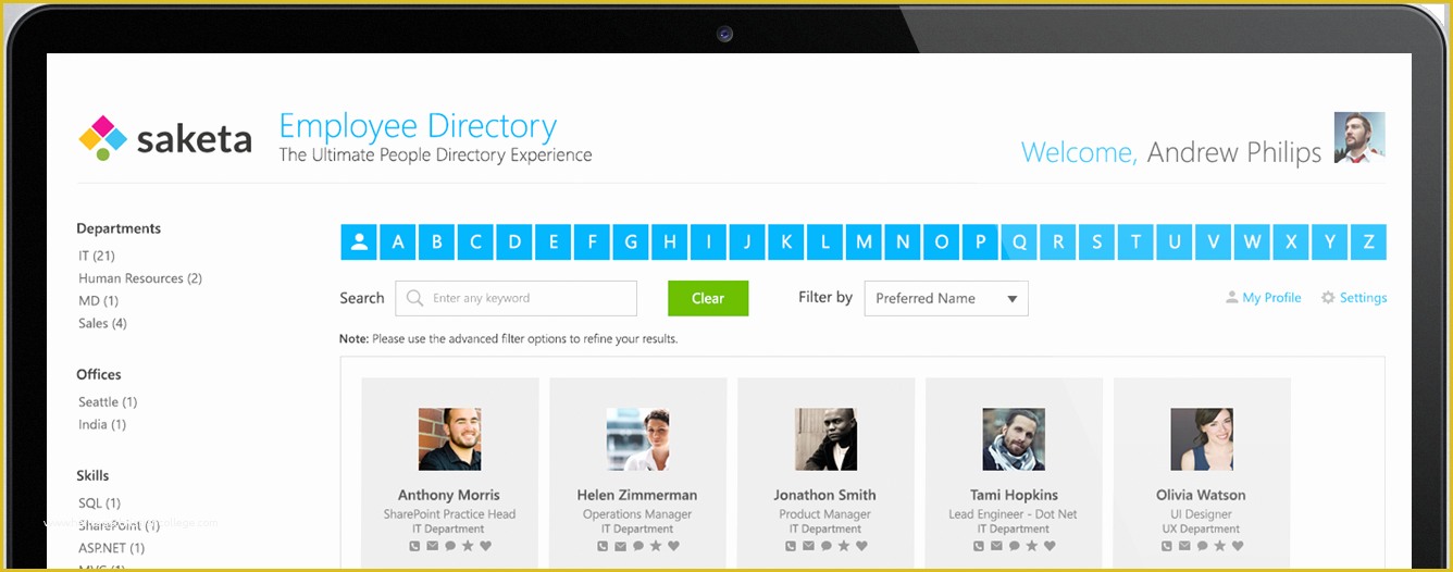 Free Sharepoint Hr Template Of Saketa Point Employee Directory App