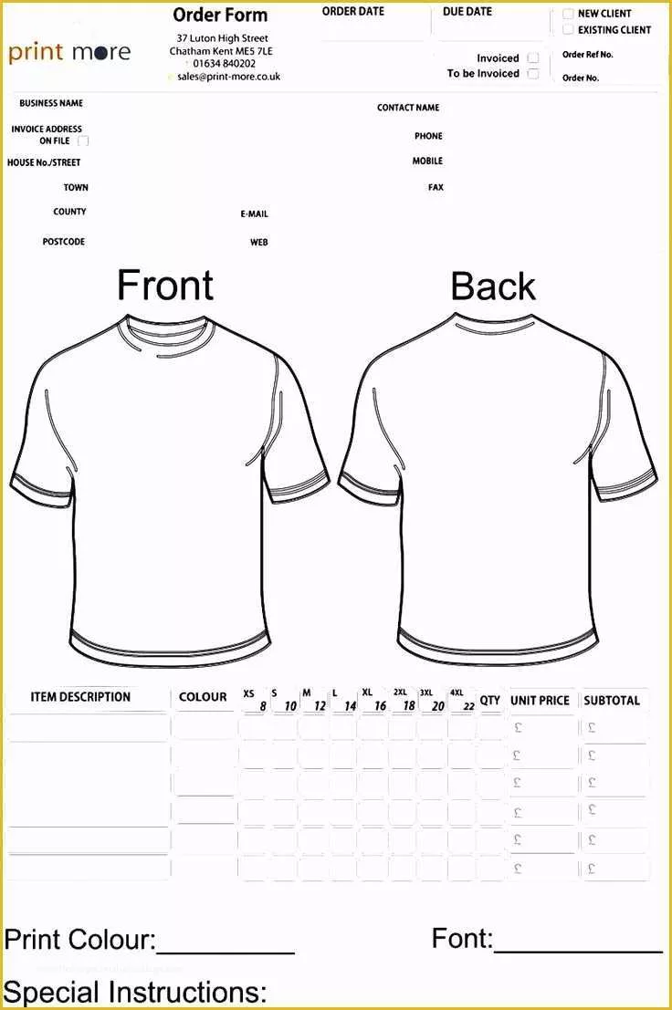 Free Shirt order form Template Of 48 Best Sample order Templates Images On Pinterest