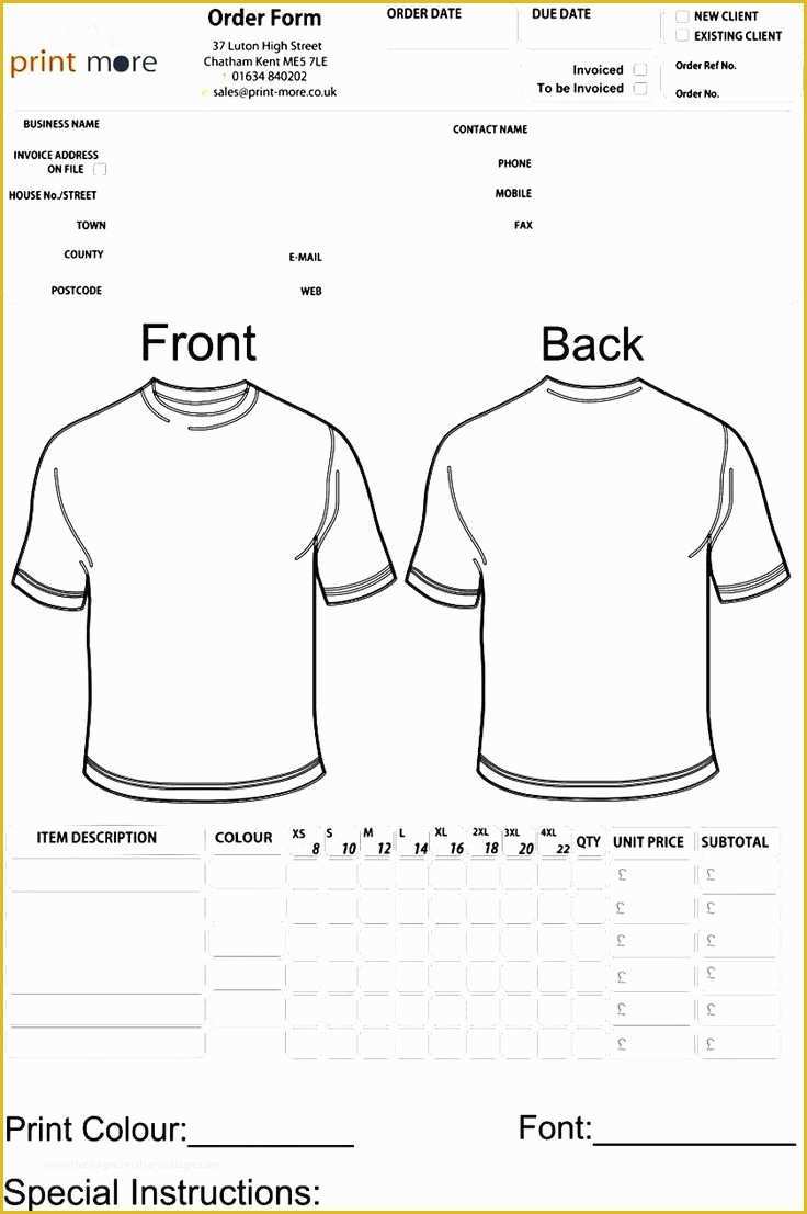 Free Shirt order form Template Of 48 Best Sample order Templates Images On Pinterest