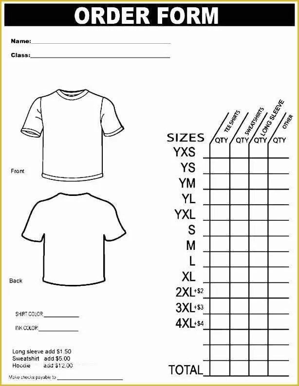 Free Shirt order form Template Of Printable T Shirt order form Template