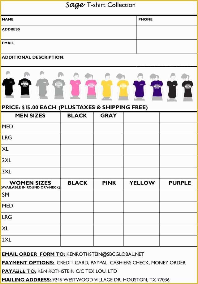 Free Shirt order form Template Of Printable T Shirt order forms Templates Excel Template