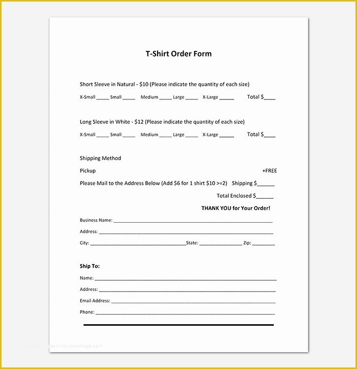 Free Shirt order form Template Of T Shirt order form Template 17 Word Excel Pdf