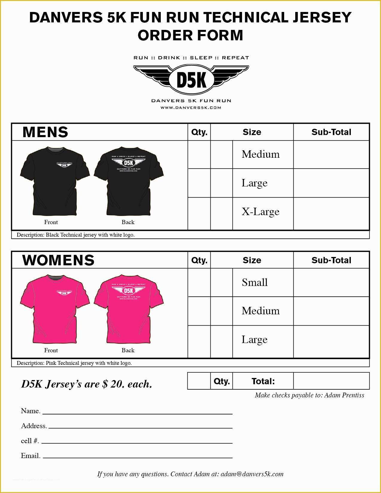 Free Shirt order form Template Of T Shirt order form 6 Free Templates ...