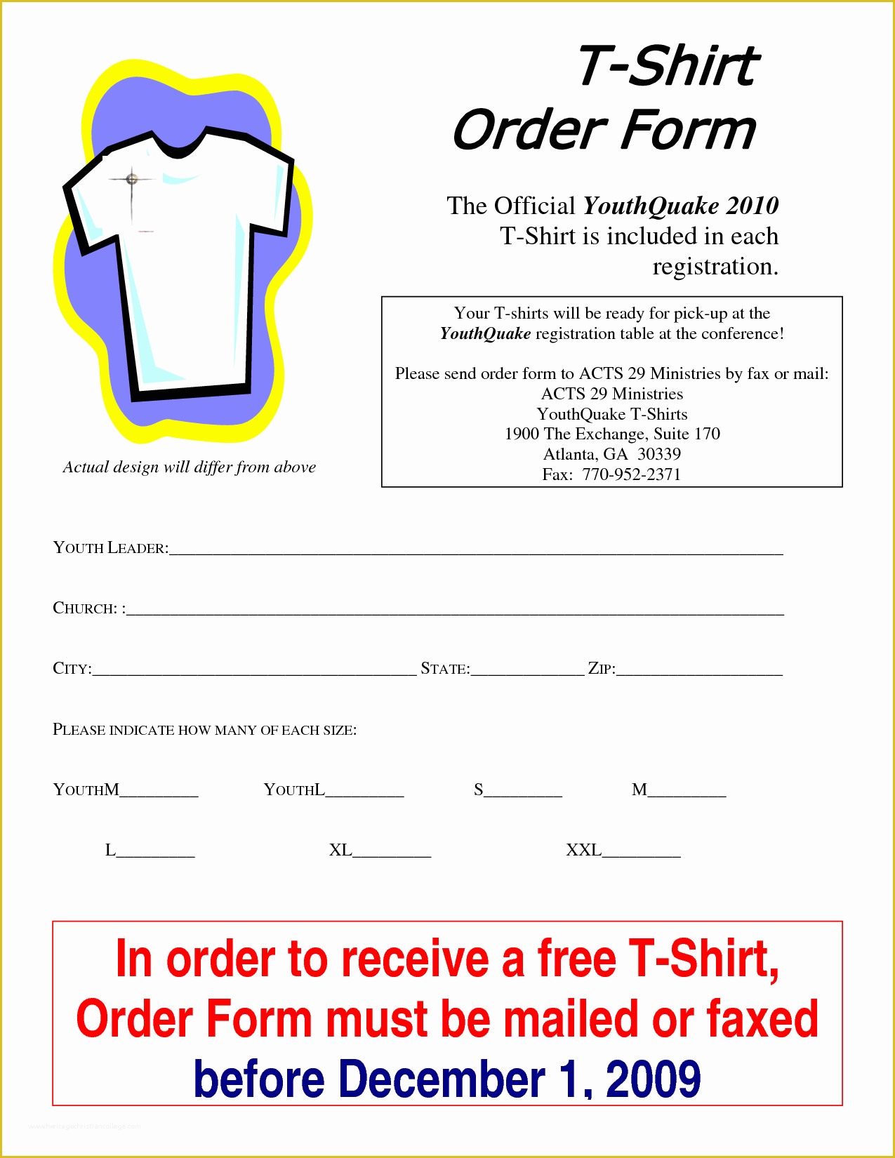Free Shirt order form Template Of T Shirt order form Template