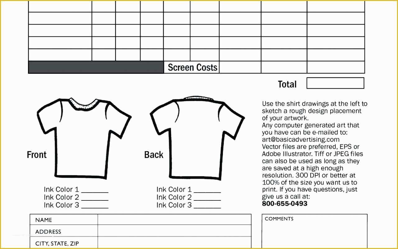 Free Shirt order form Template Of Tshirt order form Template