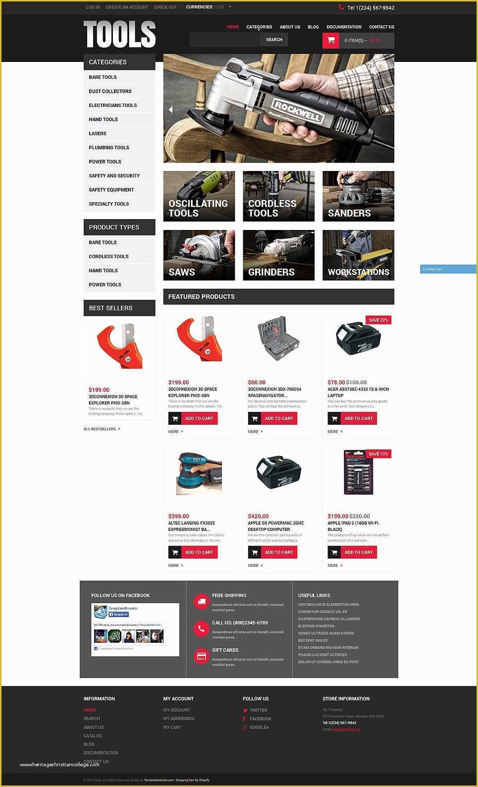 Free Shopify Templates Of tools & Equipment Responsive Shopify theme