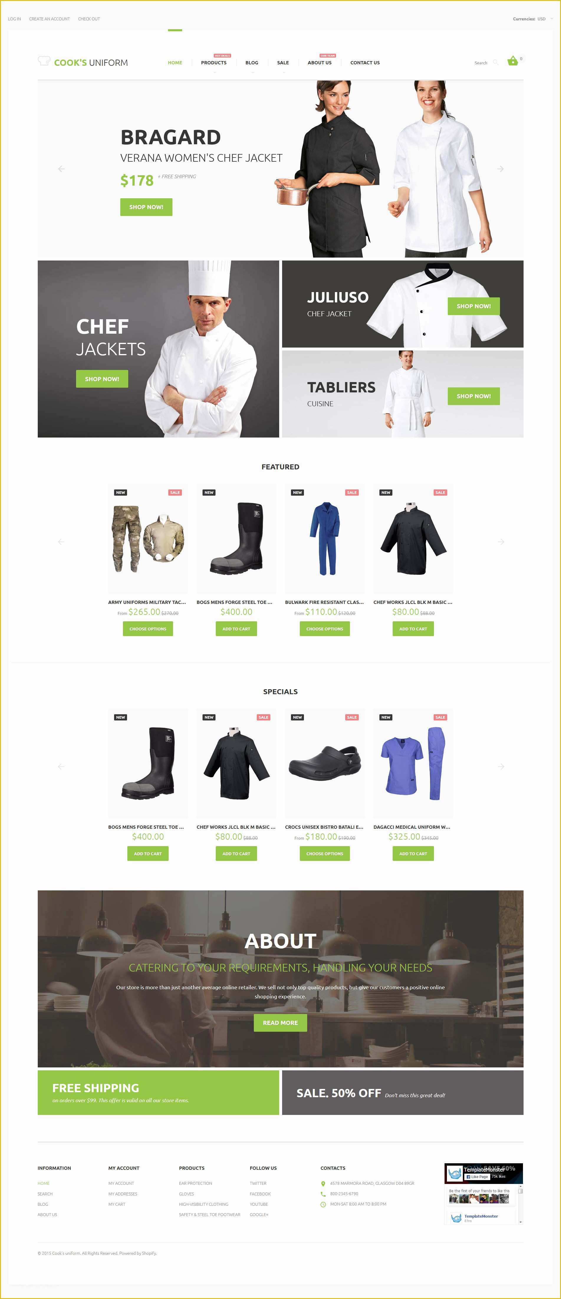 Free Shopify Templates Of Uniform Store Responsive Shopify theme