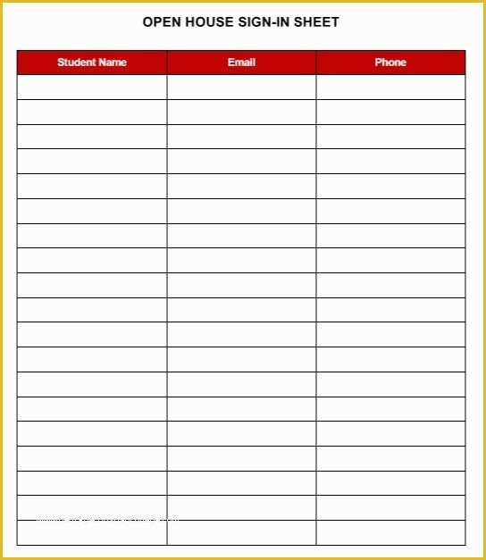 Free Sign In Sheet Template Of 10 Free Sample Open House Sign In Sheet Templates