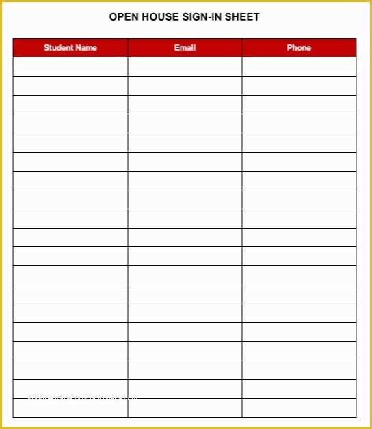 Free Sign In Sheet Template Of 10 Free Sample Open House Sign In Sheet Templates
