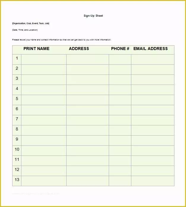 Free Sign In Sheet Template Of 40 Sign Up Sheet Sign In Sheet Templates Word & Excel