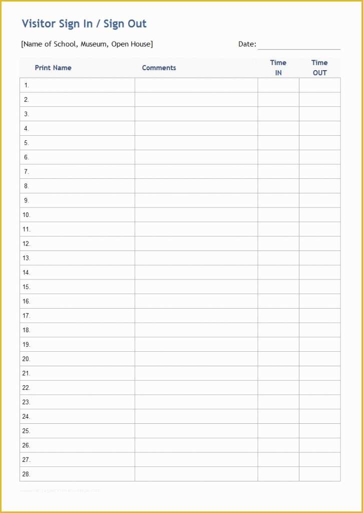 Free Sign In Sheet Template Of 40 Sign Up Sheet Sign In Sheet Templates Word & Excel