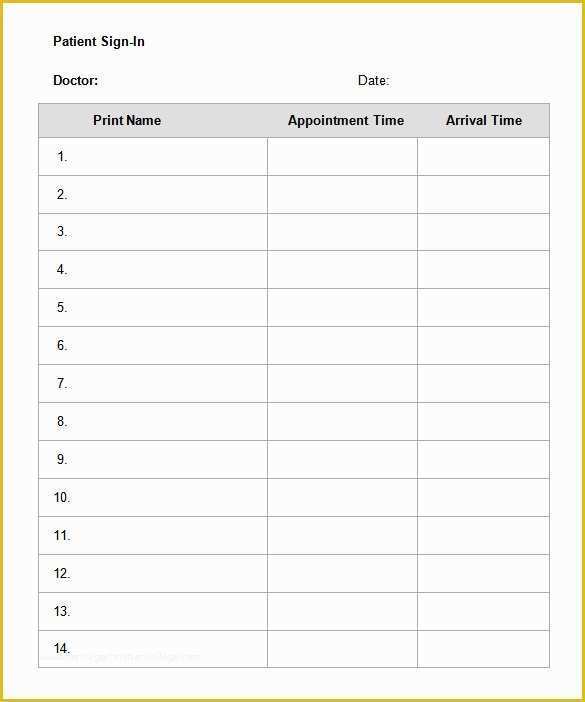 Free Sign In Sheet Template Of 75 Sign In Sheet Templates Doc Pdf