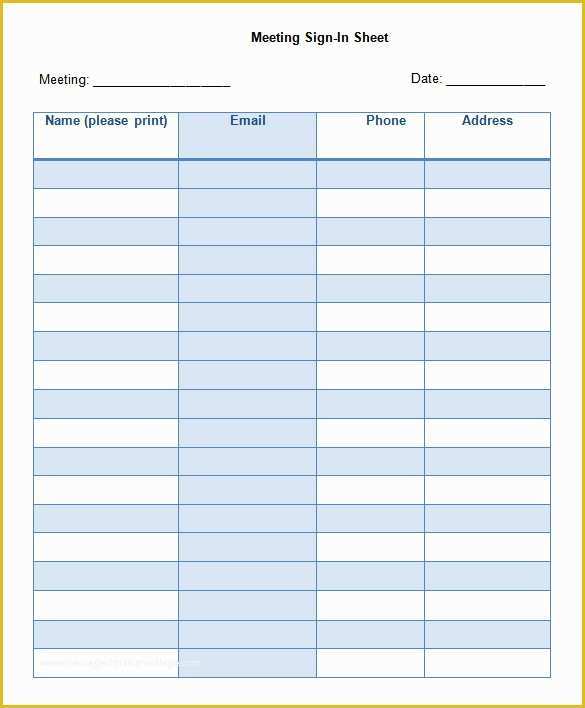 Free Sign In Sheet Template Of 75 Sign In Sheet Templates Doc Pdf