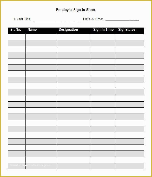 Free Sign In Sheet Template Of 75 Sign In Sheet Templates Doc Pdf