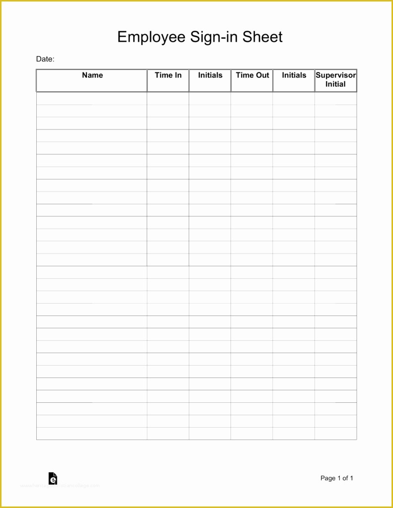 Free Sign In Sheet Template Of Employee Sign In Sheet Template