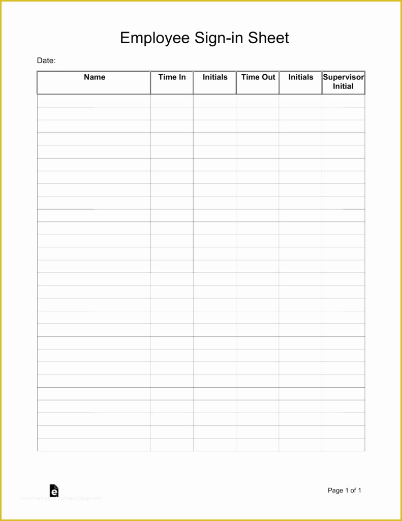 Free Sign In Sheet Template Of Employee Sign In Sheet Template